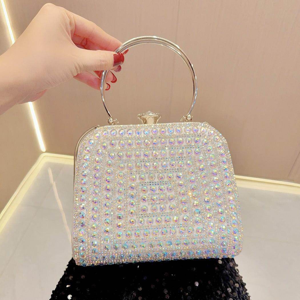 Diamond-set clutch bag Women's Party Bag Rhinestone Tote Delicate diagonal dinner bag 763988820276 - COCOMELODY